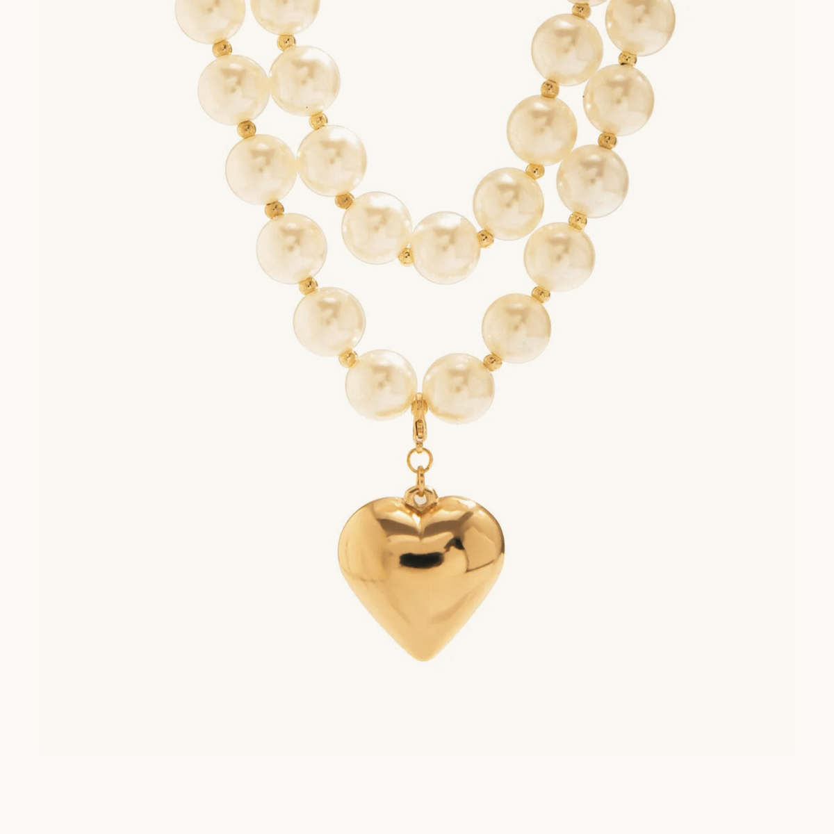 Peach Heart  Pendant Pearl Necklace